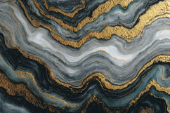 Black and Slate Blue Gold Fluid Art Product Image 1