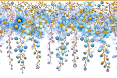 Blue flowers and yellow centers on a white background Product Image 1
