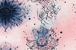 Floral design with pink background and black flowers Product Image 1