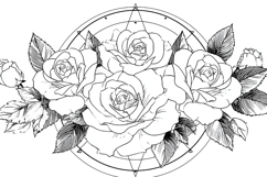 Geometric Rose Floral Mandala Line Art Product Image 1