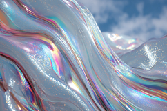 Holographic Silver Fabric Texture with Rainbow Glow Product Image 1