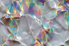 Holographic Silver Molten Texture with Rainbow Sheen Product Image 1