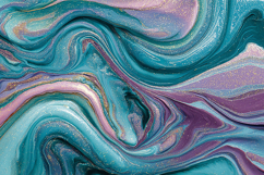 Teal and Lavender Fluid Art with Golden Glitter Dust Product Image 1