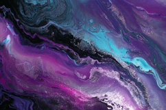 Deep Purple and Teal Alcohol Ink with Silver Glitter Product Image 1