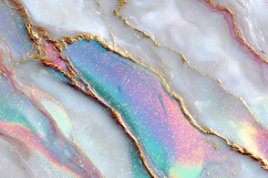 Pearlescent White Marble with Rainbow Holographic Glow Product Image 1