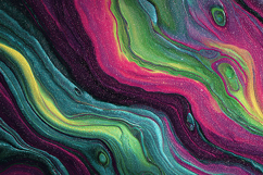 Vibrant Rainbow Fluid Art with Dark Metallic Swirls Product Image 1