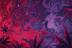 Vibrant Psychedelic Cannabis Leaf Vortex Cosmic Nebula Art Product Image 1