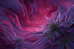 Ethereal Purple Cannabis Buds in Glowing Pink Nebula Space Product Image 1