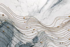 Wavy lines and gold dots on a marble background Product Image 1