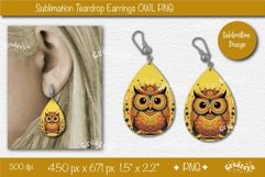 3D Earrings sublimation 3D Teardrop earrings Owl earrings Product Image 1