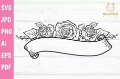 Roses svg, Floral Ribbon Banner SVG Product Image 2