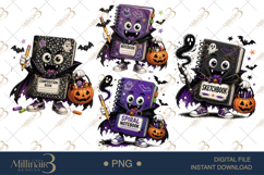 Halloween School Supply Monster Clipart Bundle PNG, 4 Cute Product Image 1