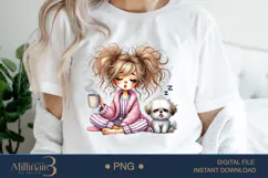 Funny Girl Early Morning PNG | Less Talk More Coffee PNG Product Image 1