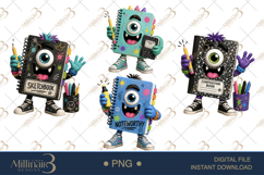Halloween School Supply Monsters PNG Bundle, 4 Cute Pencil Product Image 1