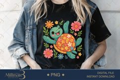 Boho Floral Sea Turtle Watercolor PNG | Ocean Animal Clipart Product Image 2