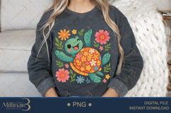 Boho Floral Sea Turtle Watercolor PNG | Ocean Animal Clipart Product Image 4