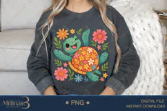 Boho Floral Sea Turtle Watercolor PNG | Ocean Animal Clipart Product Image 4