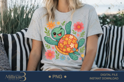 Boho Floral Sea Turtle Watercolor PNG | Ocean Animal Clipart Product Image 5