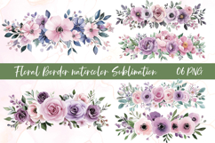Floral border watercolor clipart Product Image 1
