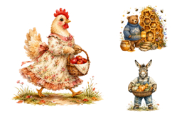 Cute Fall Harvest Animals Sublimation Clipart Bundle Product Image 3