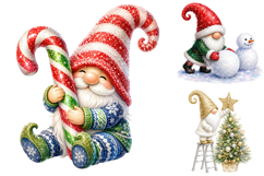 Christmas Gnome Clipart Bundle, Holiday Watercolor PNG Product Image 2