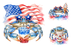 Patriotic Blue Crab Fourth of July PNG Bundle, Sublimation Product Image 3