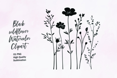 Black wildflower outline clipart sublimation Product Image 1