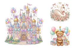 Princess Unicorn Birthday Sublimation Clipart Product Image 3