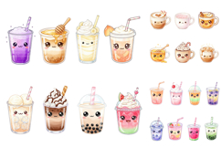 60 Kawaii Boba Tea Clipart Bundle Product Image 3