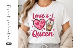 Love &amp; Queen Coffee Heart Crown Quote T-Shirt Sublimation Product Image 1
