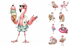 Whimsical Flamingo Summer Clipart, Summer Baby Shower PNG Product Image 3