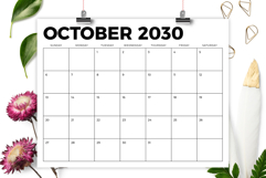 2030 8.5 x 11 Inch Bold Sans Serif Calendar Template Product Image 4