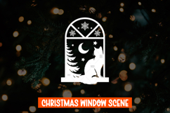 6 Christmas Cat Window decal SVG, Christmas Window Display Product Image 4