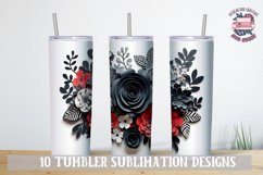 3d Flower Sublimation bundle Tumbler Wrap 20 oz Black JPEG Product Image 4