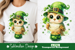 Cute St. Patrick’s Day Owl with Leprechaun Hat Sublimation Product Image 1