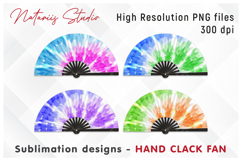 11 Vibrant Tie Dye Patterns - HAND CLACK FAN Sublimation. Product Image 3