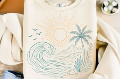 Boho Ocean Sun Tee, Nature Graphic Shirt Product Image 1