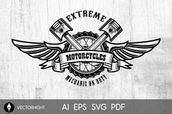 Set of motorcycle repair emblems. Bike motor, pistons. Product Image 3