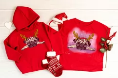 Christmas pug with horns sublimation - dog clipart Product Image 3