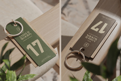 Acrylic Key Tag with Wooden Detail Mockup Product Image 3