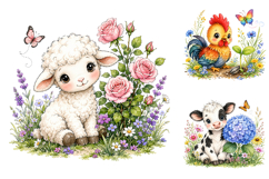 Watercolor Farm Animal Clipart Bundle Product Image 3