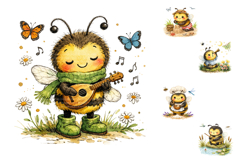 Spring Watercolor Bumblebee Clipart Product Image 3