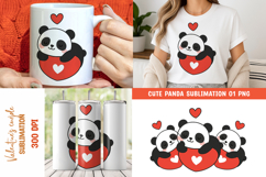 Cute Panda Valentine Sublimation PNG Product Image 1