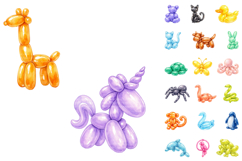 Watercolor Balloon Animal Clipart PNG Bundle Product Image 3