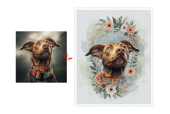 Whimsical Floral Pet Watercolor Art Product Image 2
