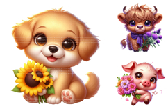 Cute Floral Baby Animals Clipart Bundle Product Image 3