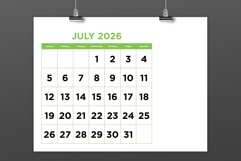 2026 Large Number Bold Color 8.5 x 11 Inch Calendar Template Product Image 4