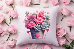 Pink Valentine Succulent Pot Clipart Bundle Product Image 6