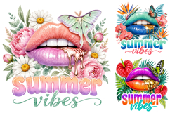 Summer Vibes Dripping Lips PNG Product Image 3
