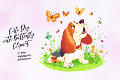 Cute dog with butterfly clipart Product Image 1